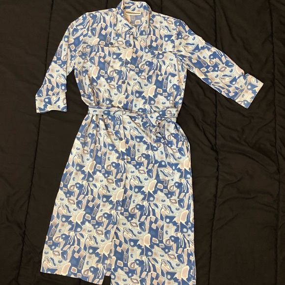 Vintage Florentine blue abstract button up dress - Picture 4 of 10